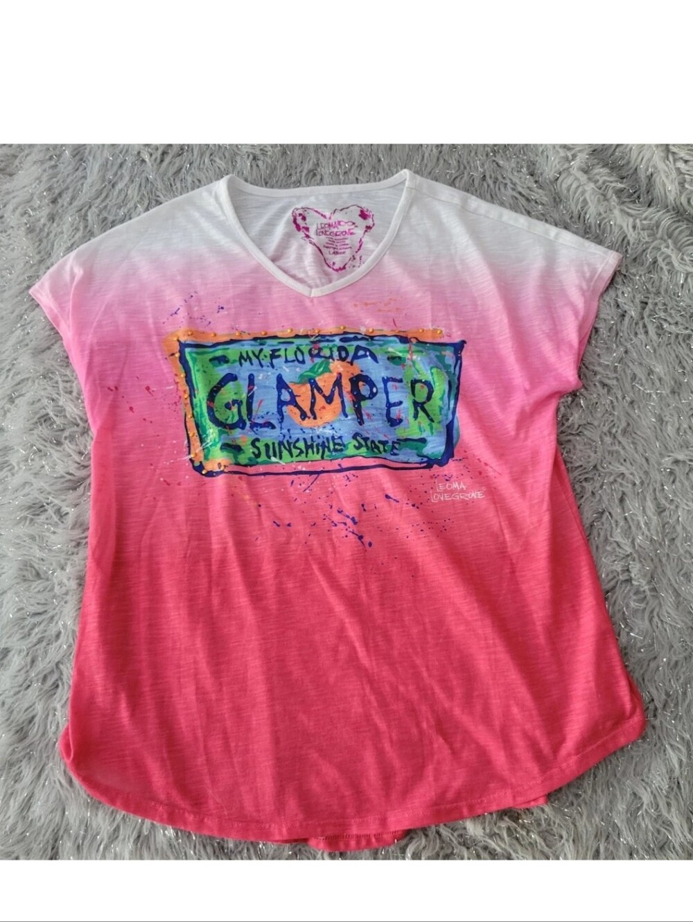 Leoma Lovegrove Pink Top Florida Glamper Coastal Grandma L NEW